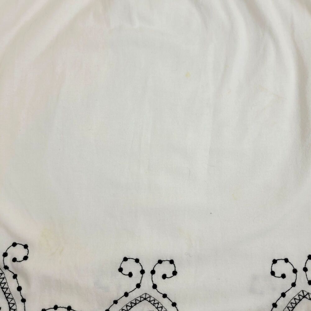 Talbots 100% cotton white flare skirt black embroidery elastic waist M boho - Picture 9 of 10